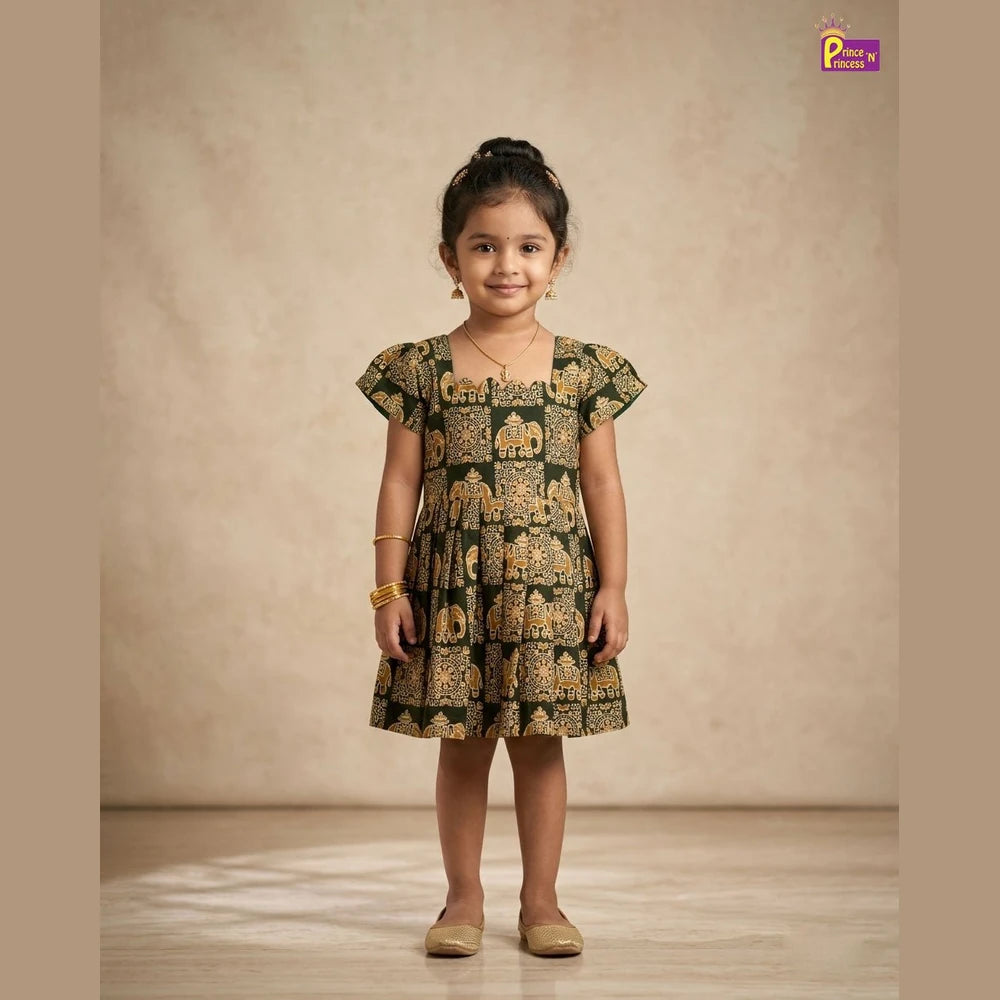 Girls Cotton Knee Frock - Breathable Summer Dress for Kids CF401